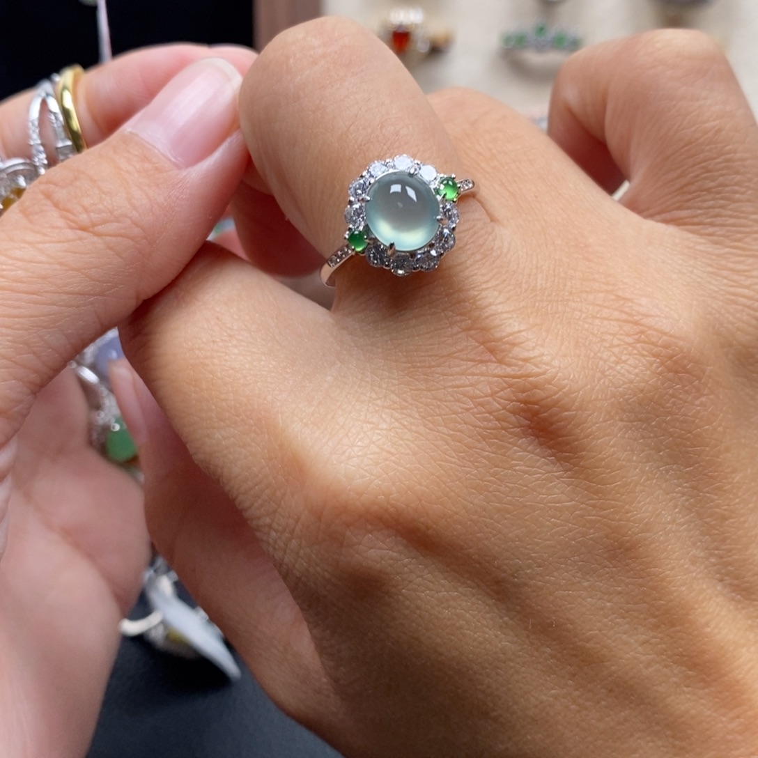 ️***翡翠银S925镶嵌戒指