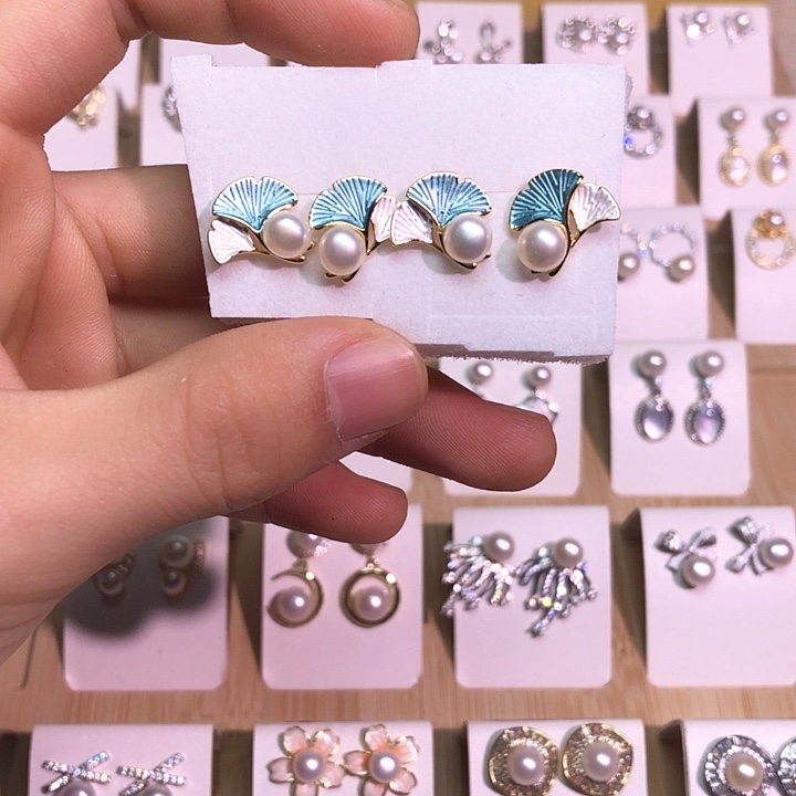 淡水珍珠耳饰银S925镶嵌