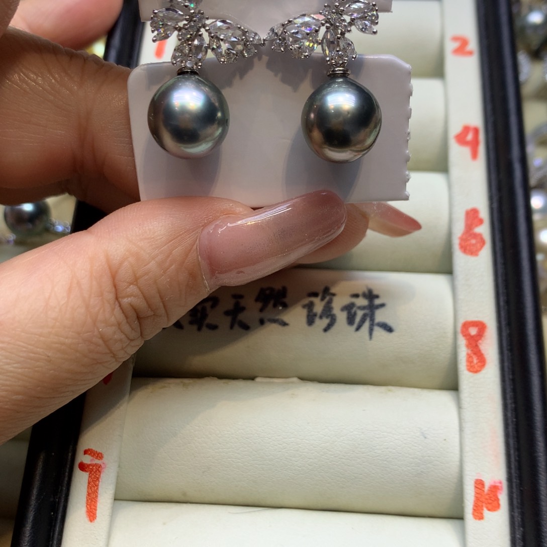 银S925镶嵌耳饰海水珍珠