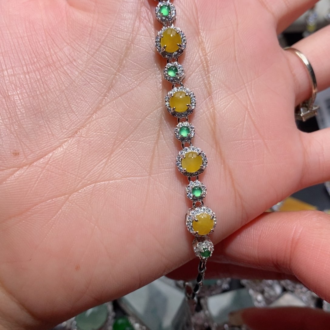 翡翠手链银S925镶嵌c c c c