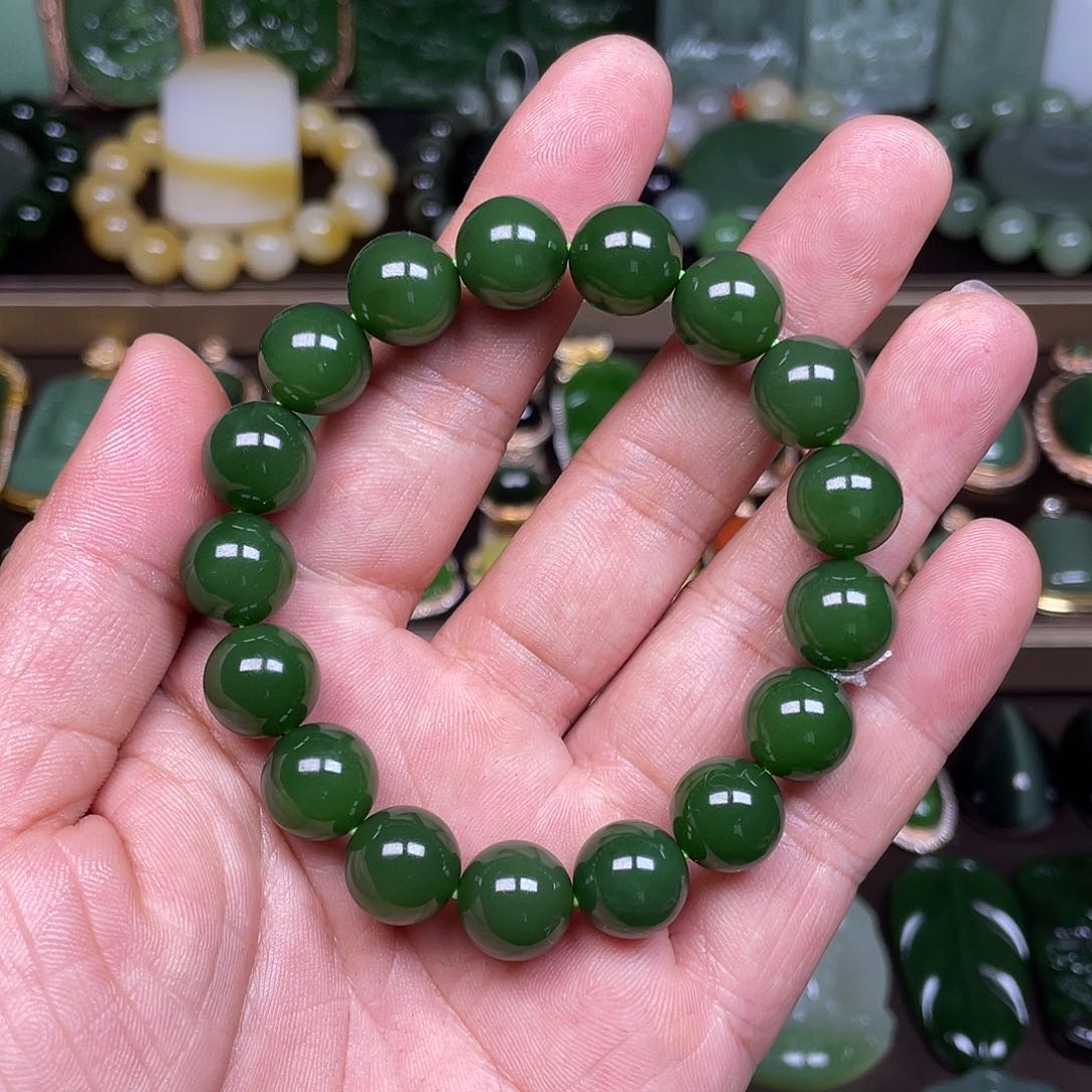 和田玉未镶嵌手串碧玉