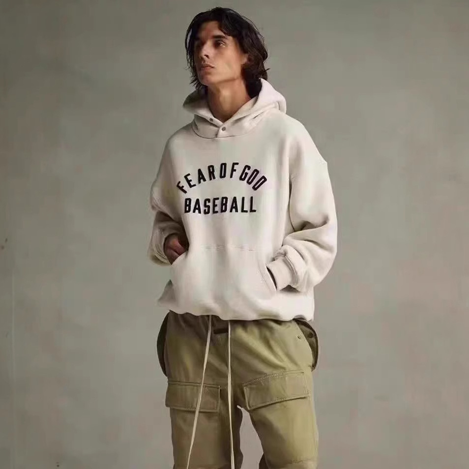 秋冬新款essentials摁扣领子加绒字母印花连帽卫衣男女情侣上衣