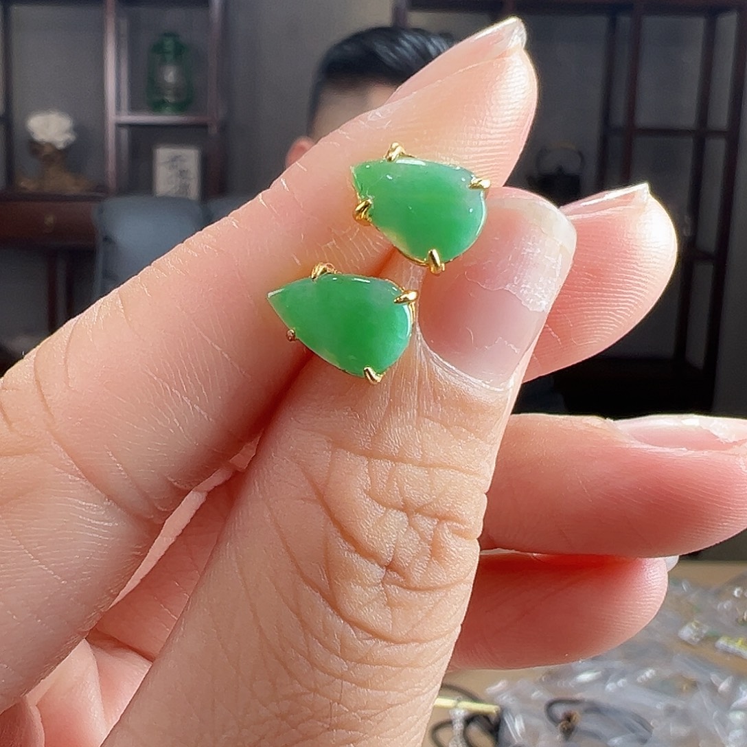 翡翠银S925镶嵌耳饰耳环82