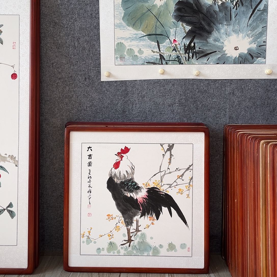 国画书画作品带框63×63