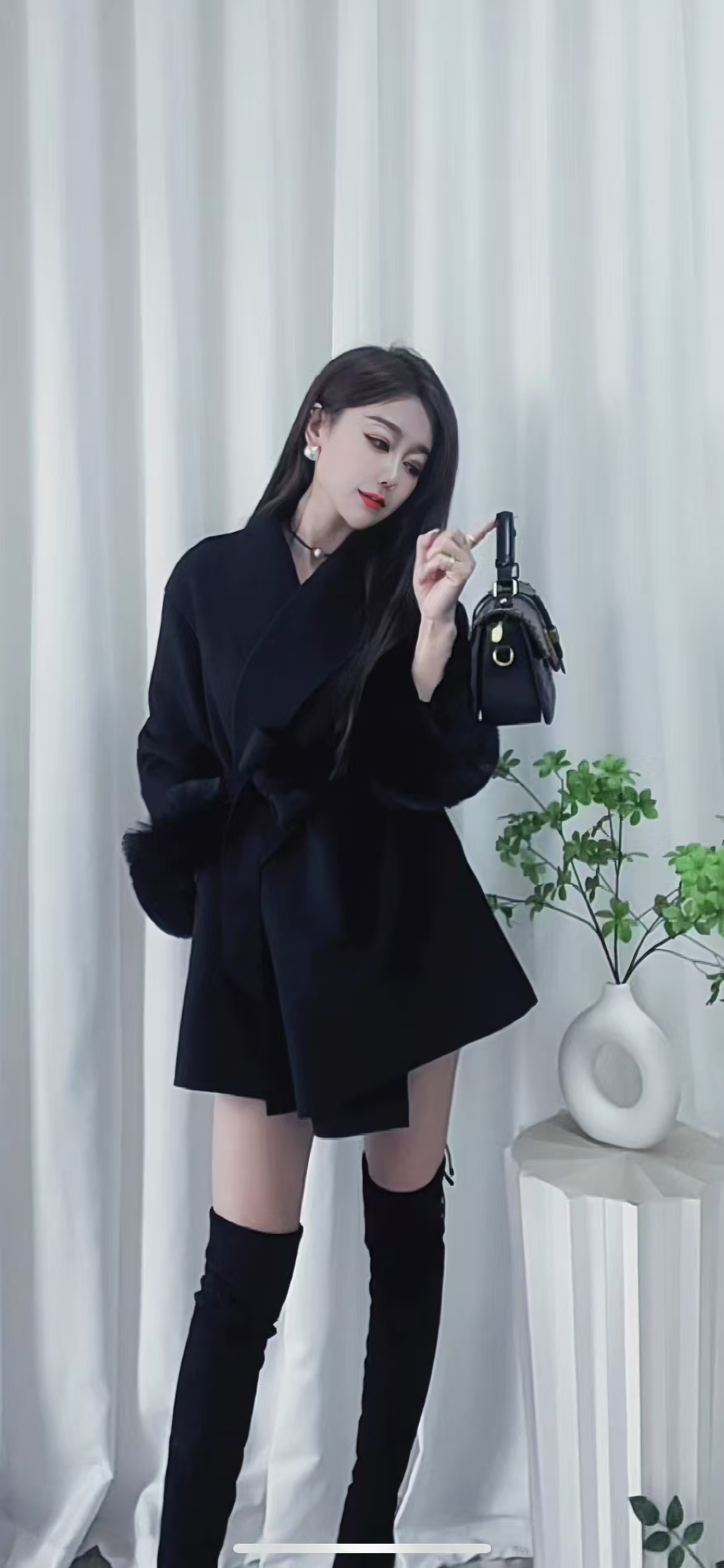 杨子专属秋冬宽松版百搭中长款大衣韩版气质双面呢大衣