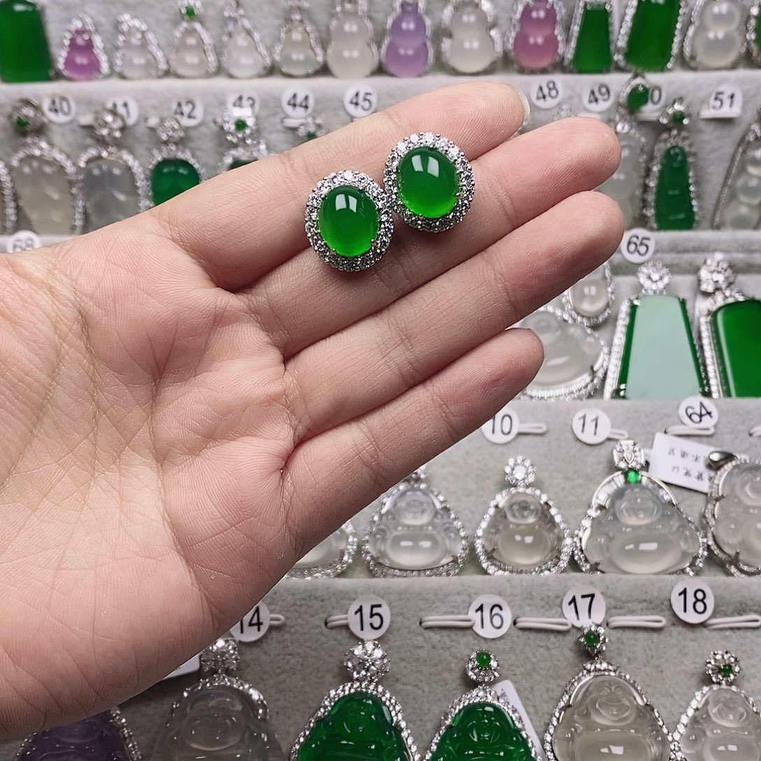 玛瑙/玉髓未镶嵌耳钉925银针