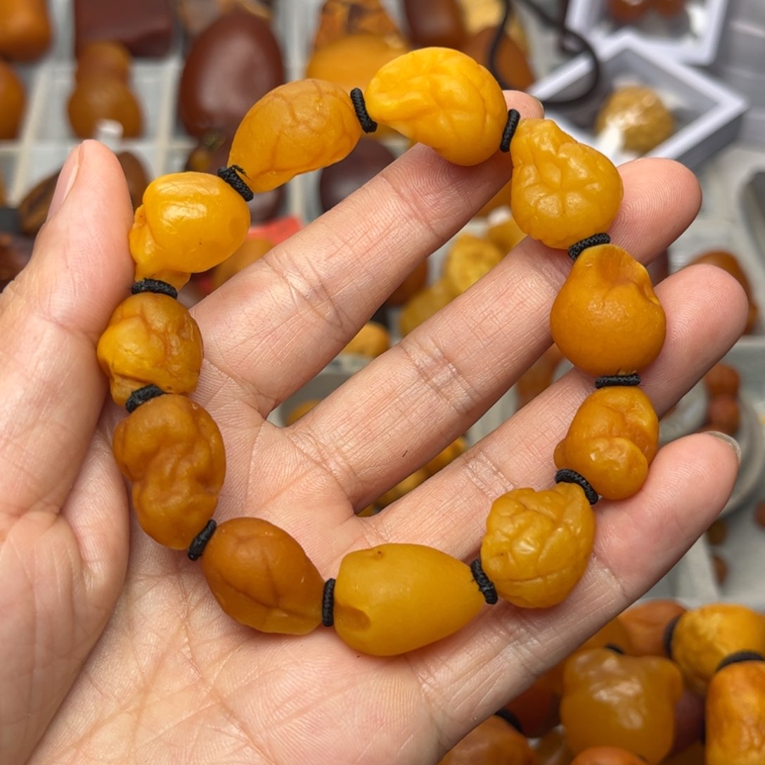 琥珀裸石未镶嵌天然蜜蜡手串