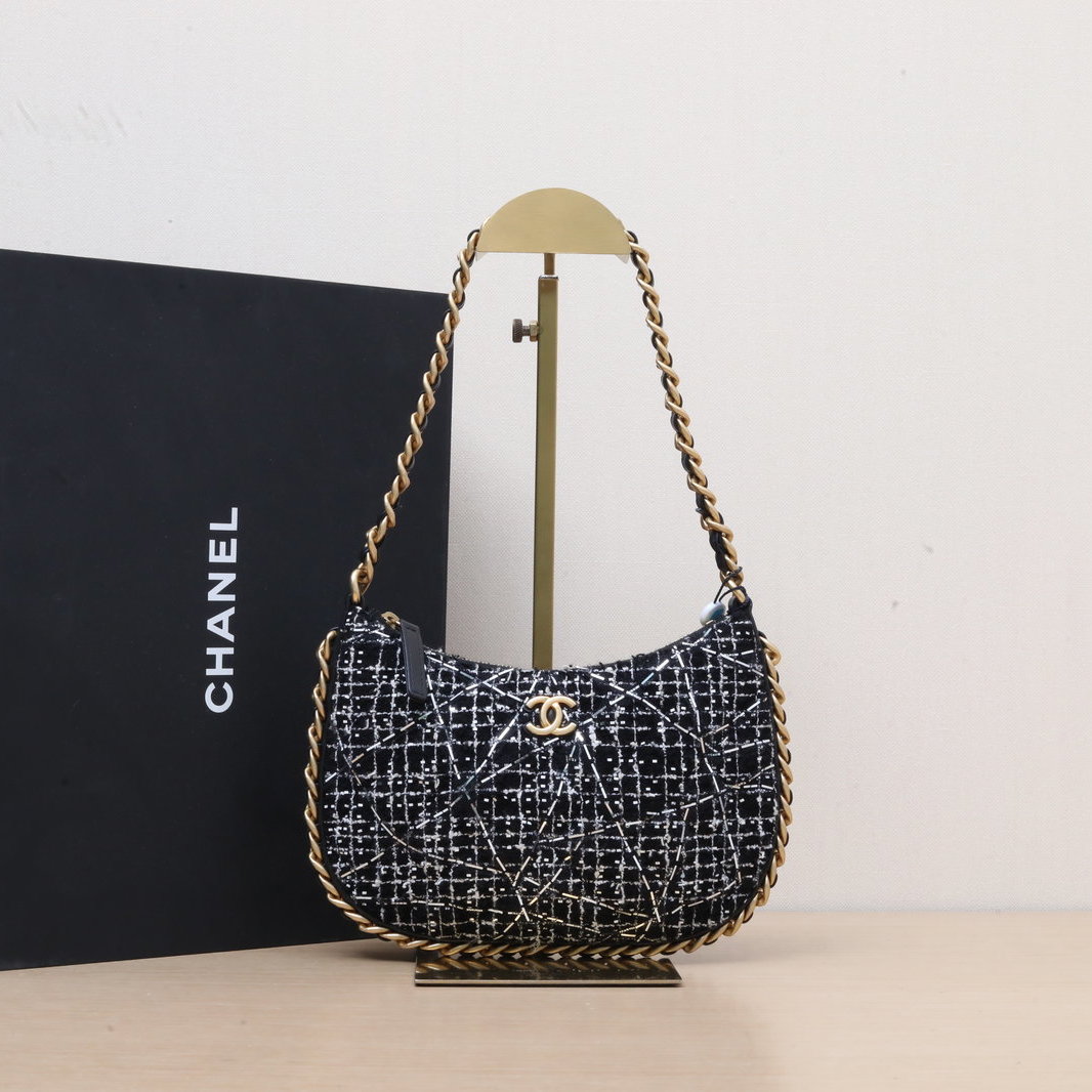 99新 Chanel/香奈儿 小花Jerry23B Hobo 单肩斜挎包 