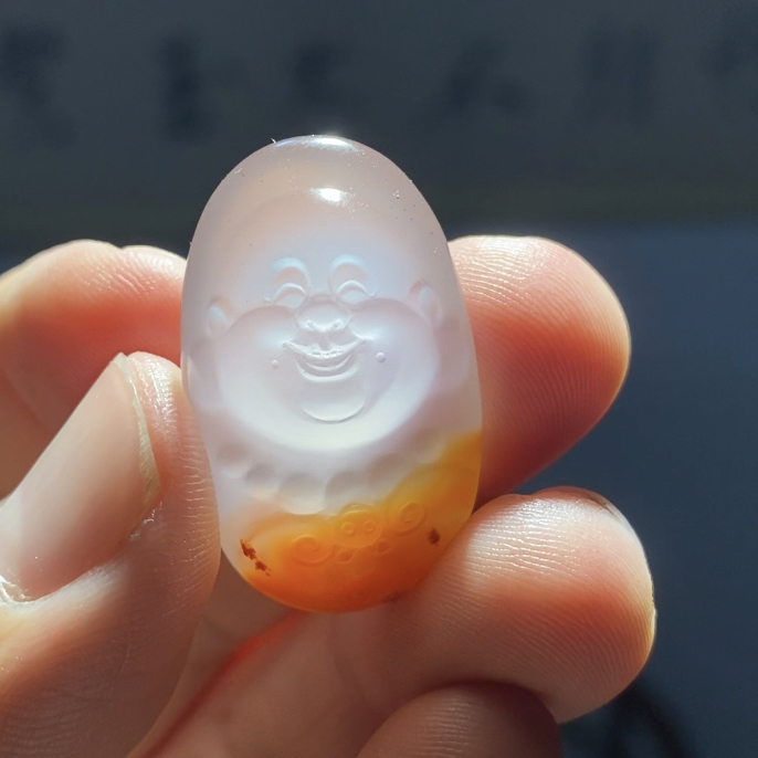 天然南红 冰飘俏色 《福气满满》纯手工制作