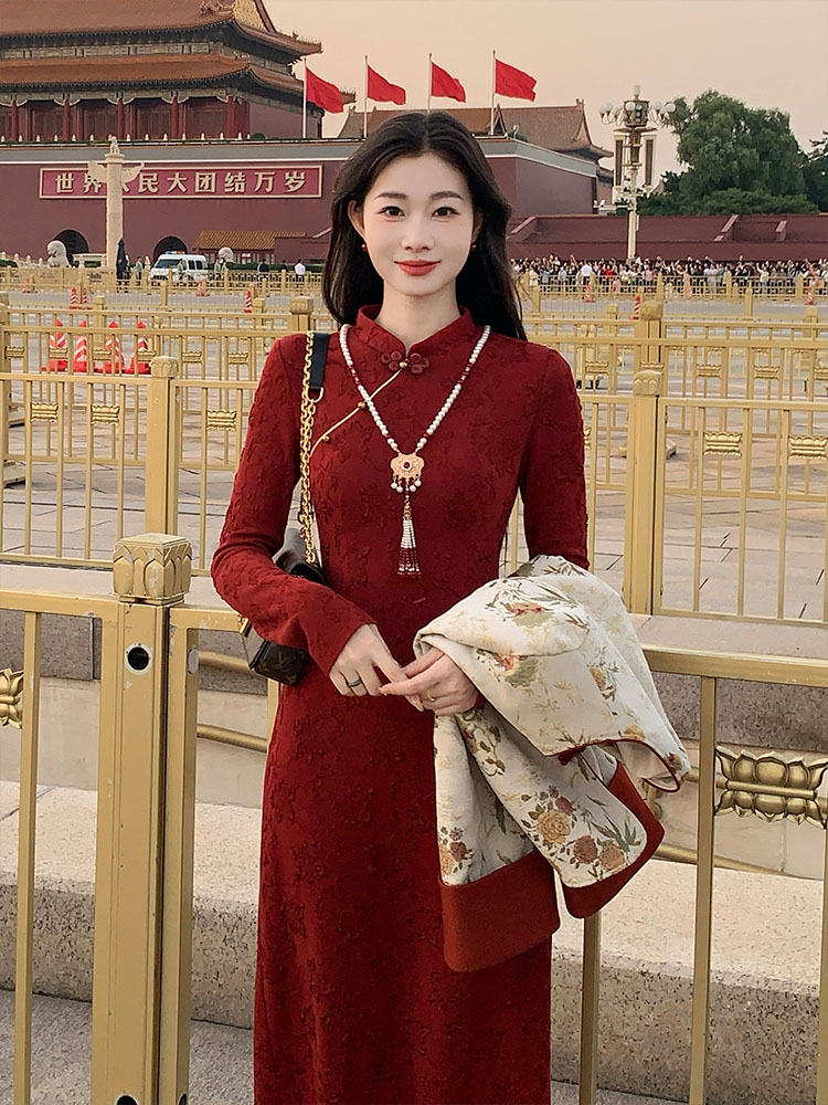 EIA一尧新中式国风【锦绣年华】旗袍复古矜贵秋冬气质清冷连衣裙女