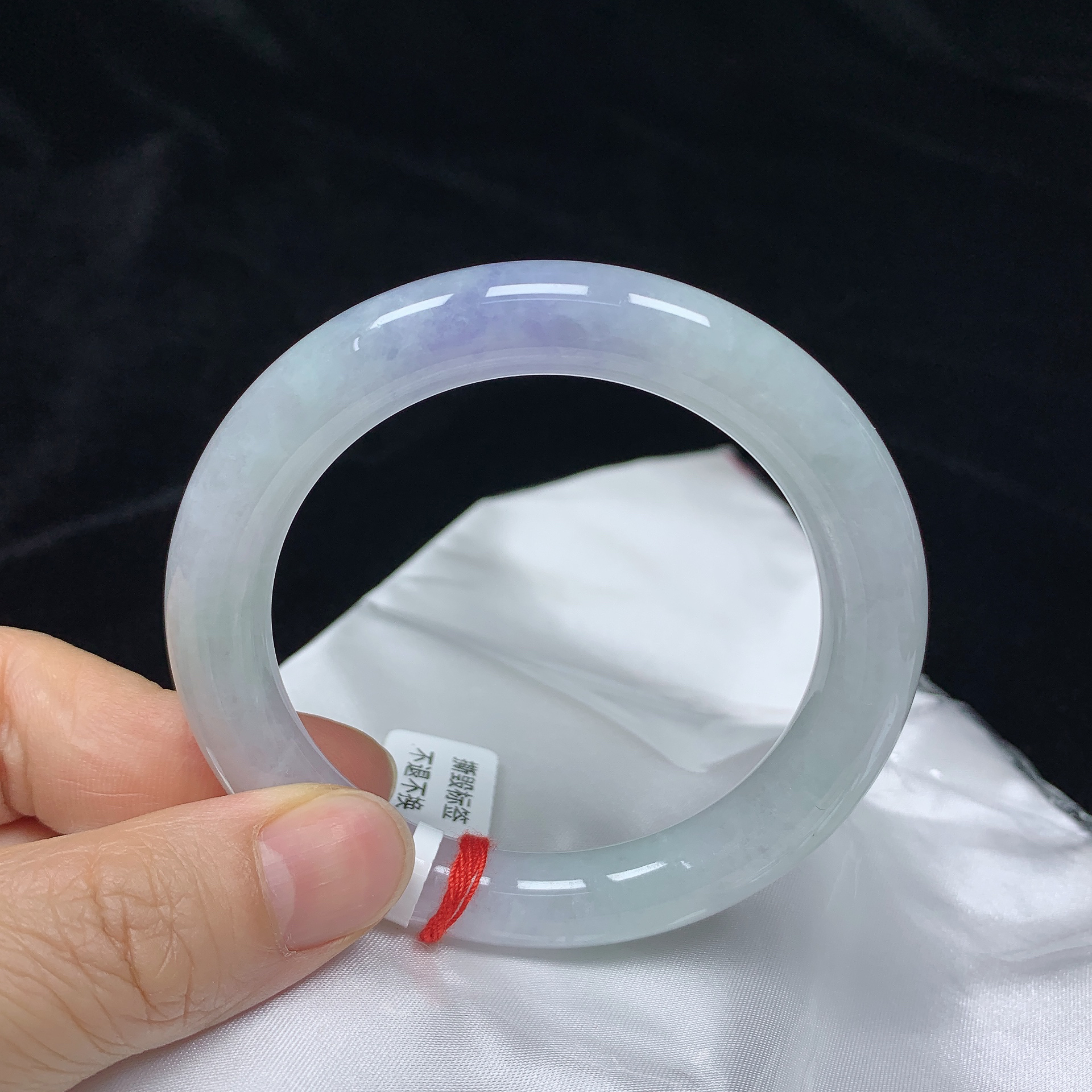 55圈春彩缅甸天然翡翠A货圆条手镯少女款时尚百搭圆镯玉镯无裂