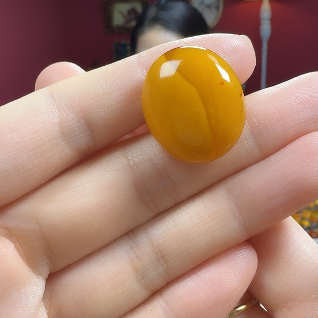 蜜蜡银S925镶嵌耳饰戒指（瑕疵）