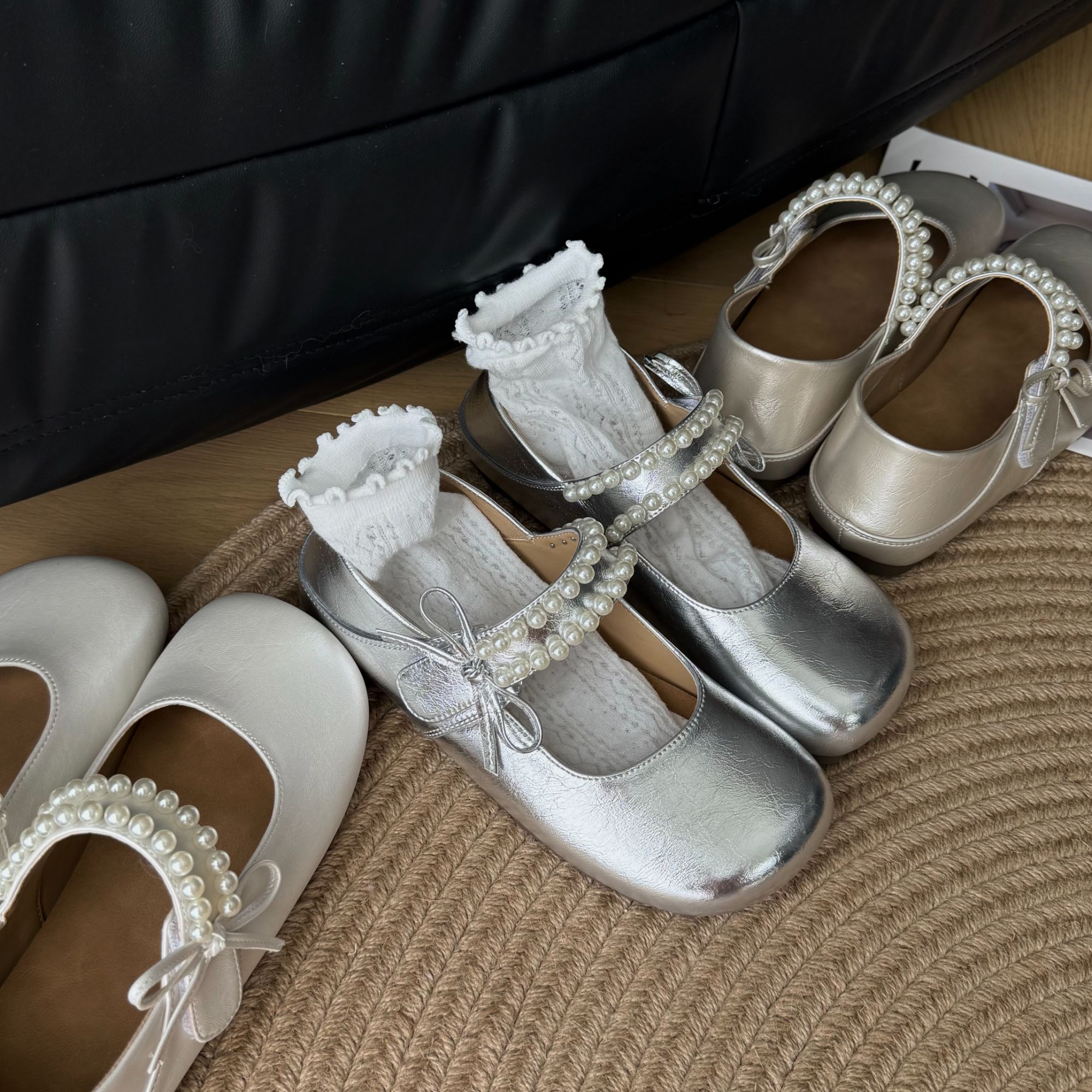 猪猪丨“稚感甜妹”厚底两穿勃肯鞋银色单鞋女新款配裙子玛丽珍鞋