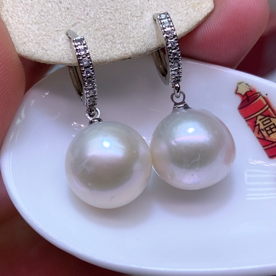 淡水珍珠耳饰银S925镶嵌