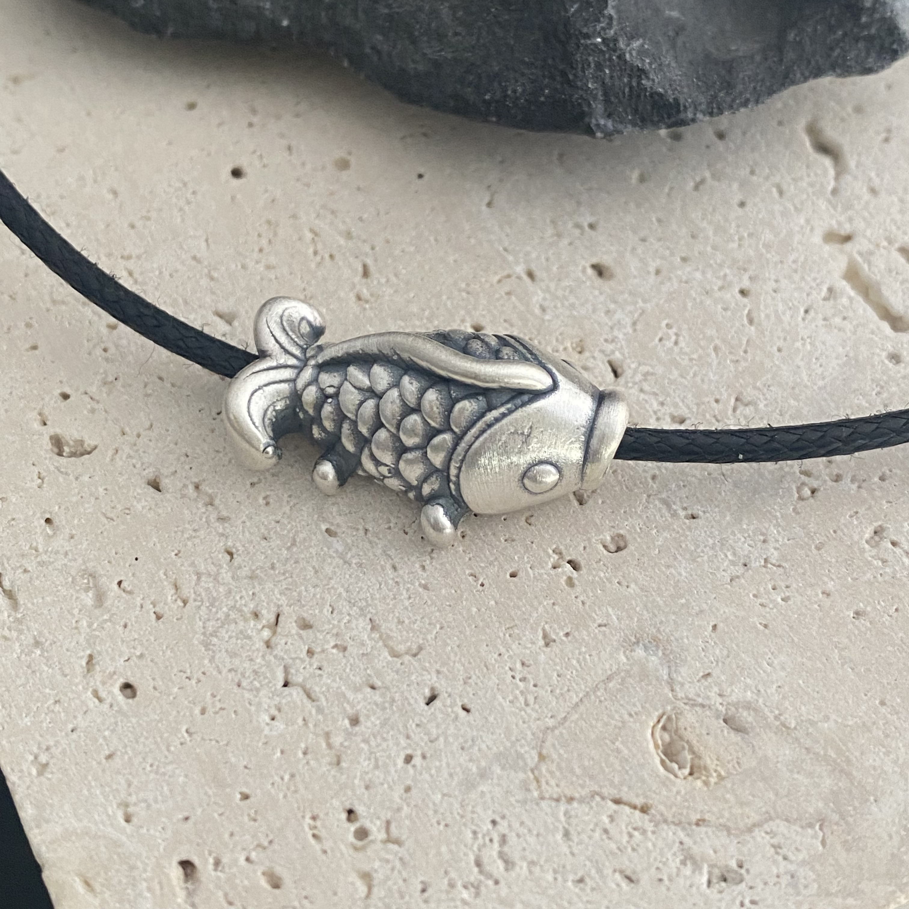 吊坠足银 如鱼得水立体3D桶珠吊坠C6272（不含绳）国潮喜庆民族风