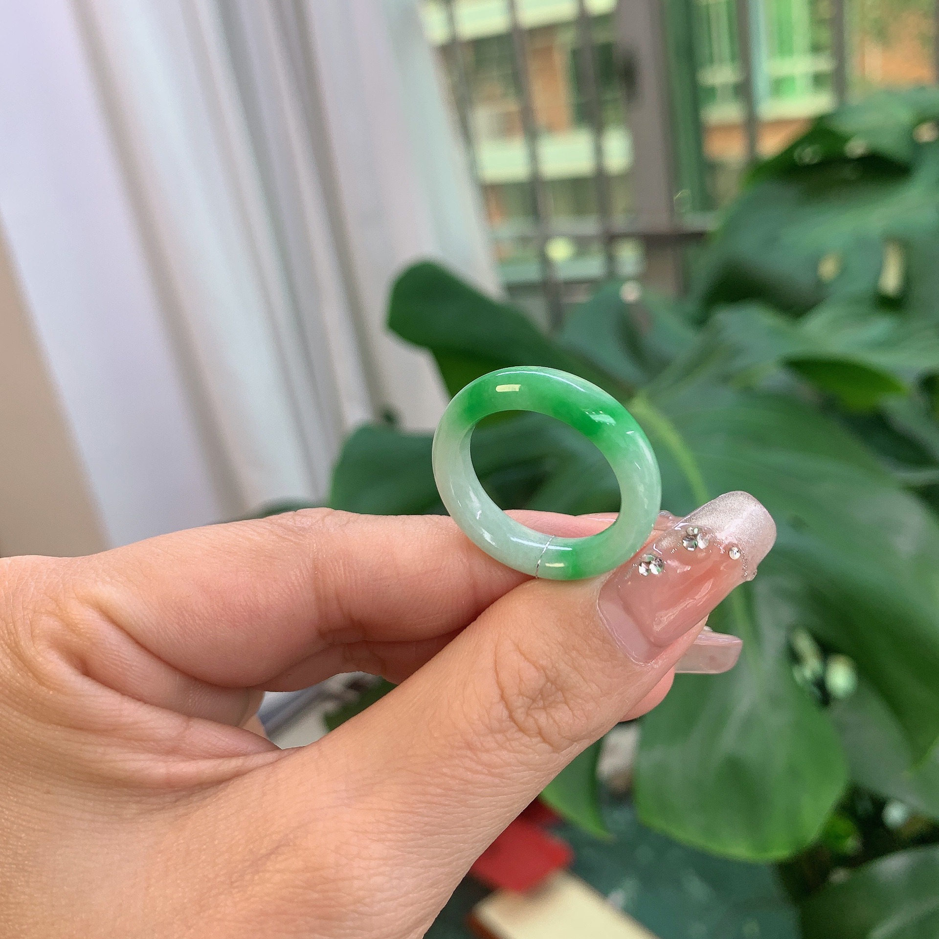 缅甸天然A货翡翠戒指阳绿戒指