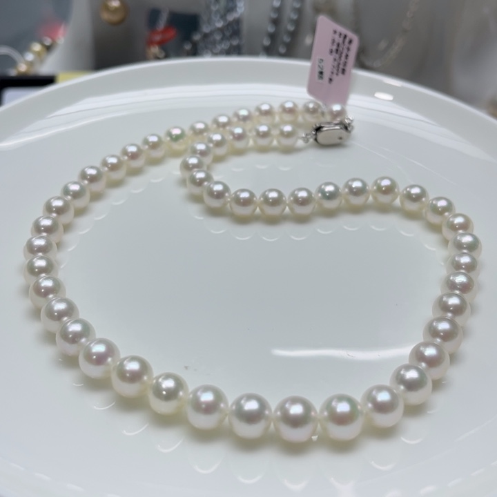 海水珍珠项链银S925镶嵌7-9mm