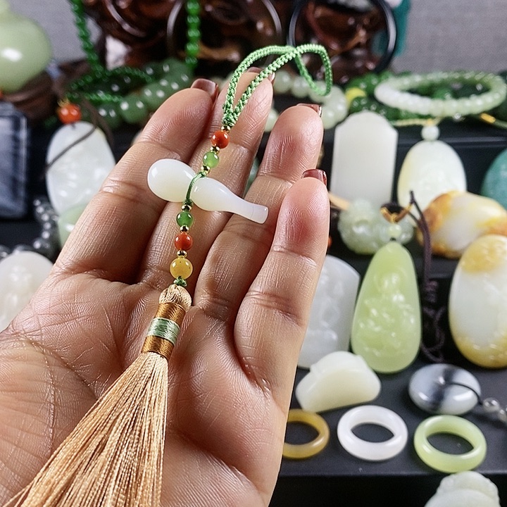 和田玉葫芦车挂未镶嵌