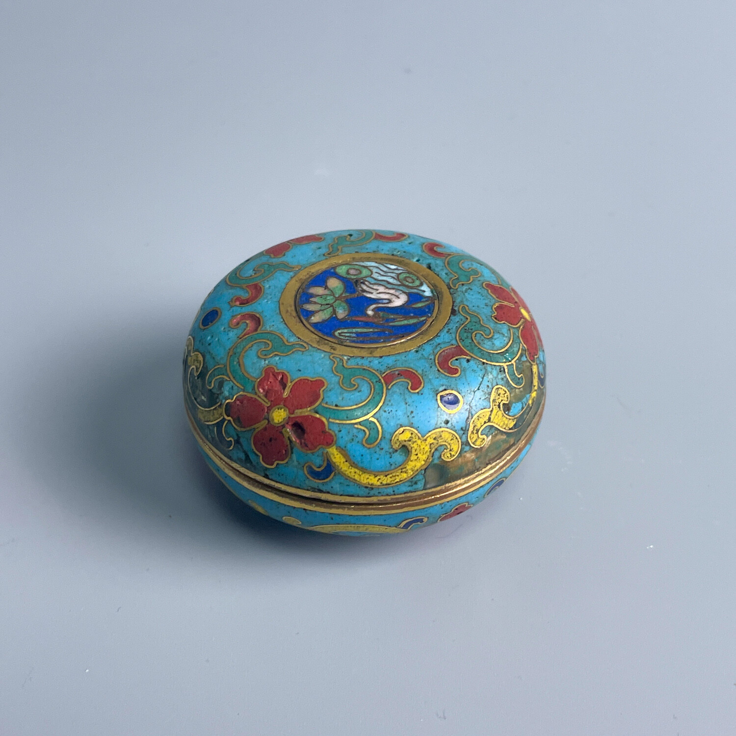 铜器/古董清乾隆景泰蓝香盒（原盒）-M2XLM005836/收藏/文物/绣花张