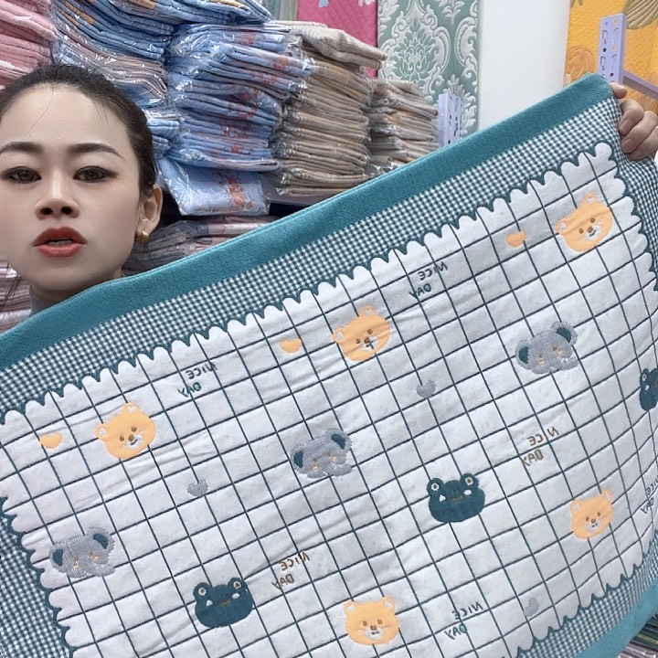 棉蓝色熊头纯棉面料