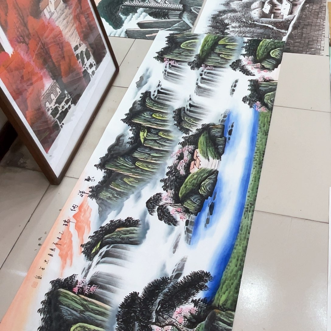 国画纯手绘的山水花鸟