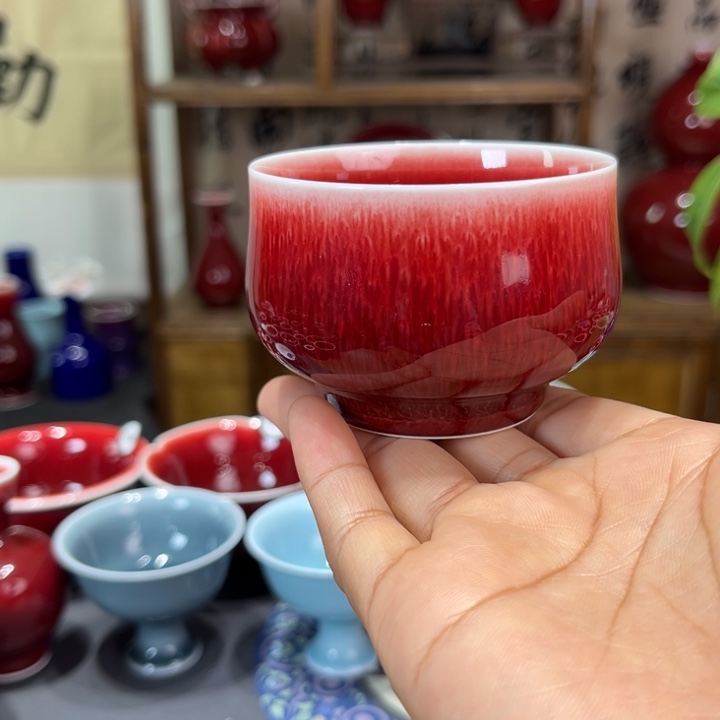 景德镇陶瓷浅行窑灯笼杯