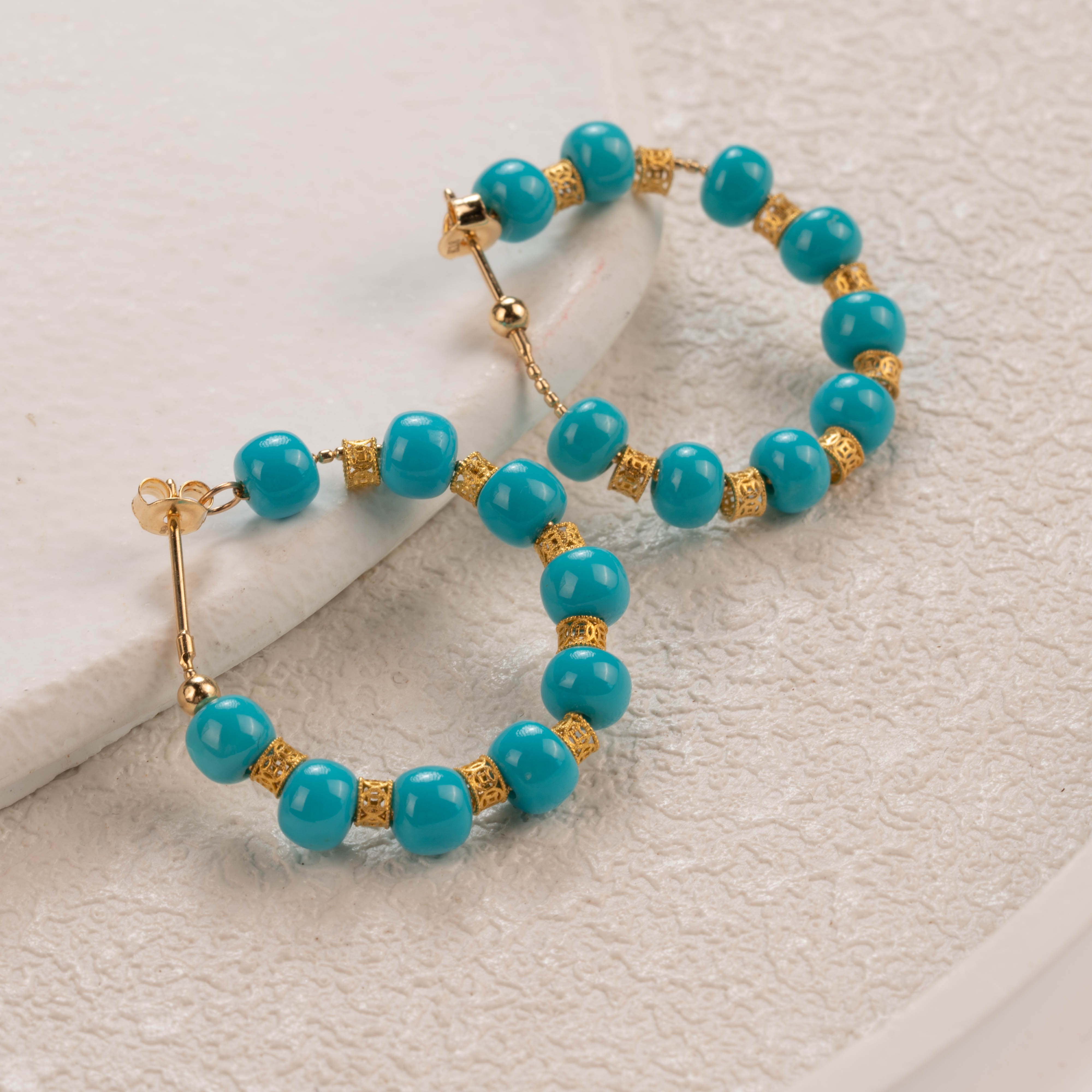 天然原矿高瓷绿松耳钉18（天然珠宝多样性发其一）