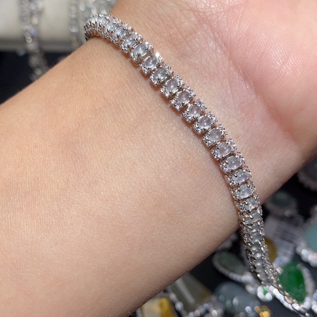 翡翠手链银S925镶嵌b j j k