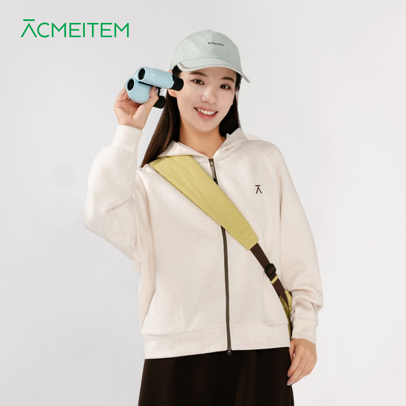 ACMEITEM爱棵米 秋冬休闲插肩连帽针织外套宽松拉链开衫女士