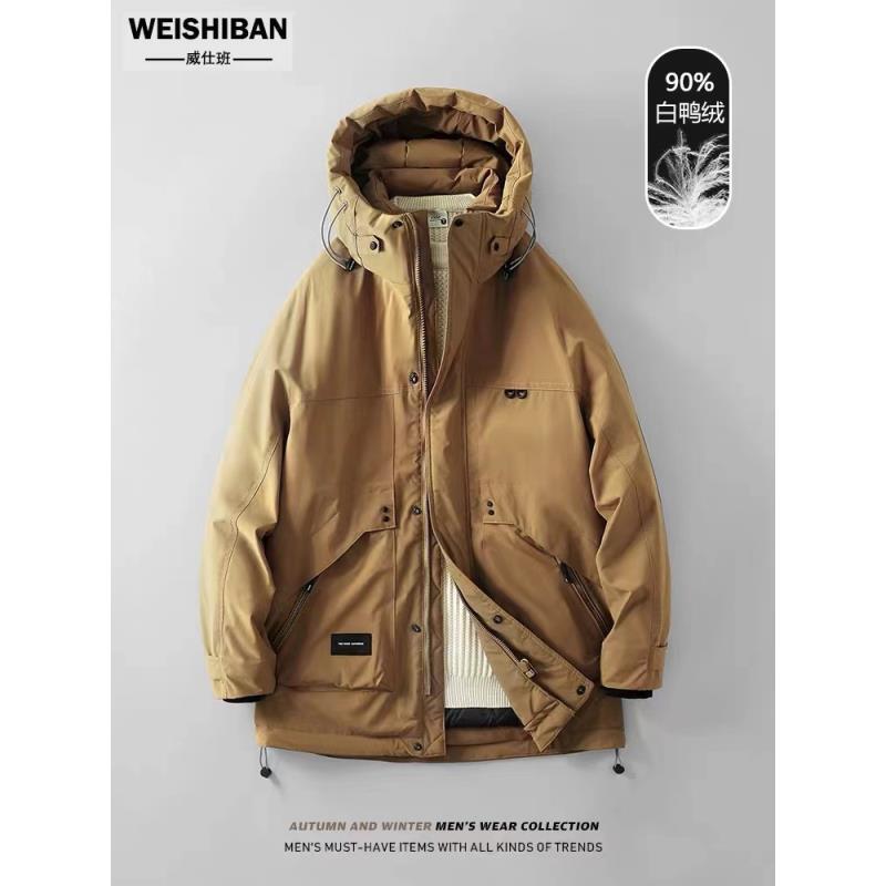 冬季轻奢新款工装派克连帽羽绒服加厚中长款防风衣外套B24-1