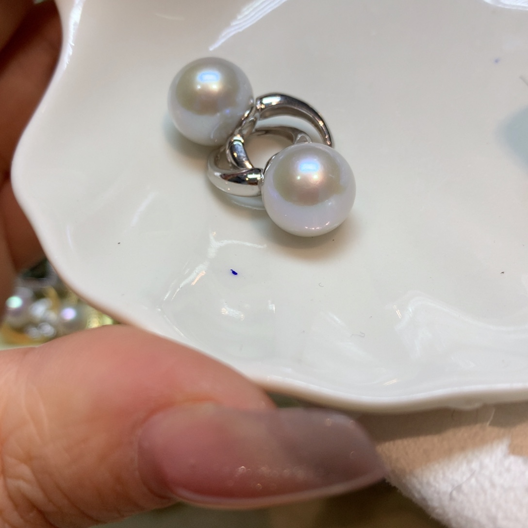 淡水珍珠耳饰银S925镶嵌