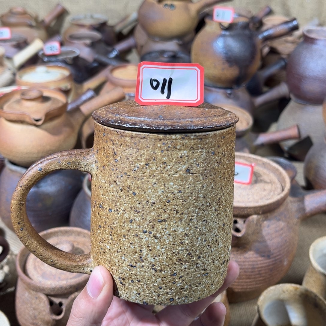 原矿粗陶烤茶罐，老干部杯400毫升011