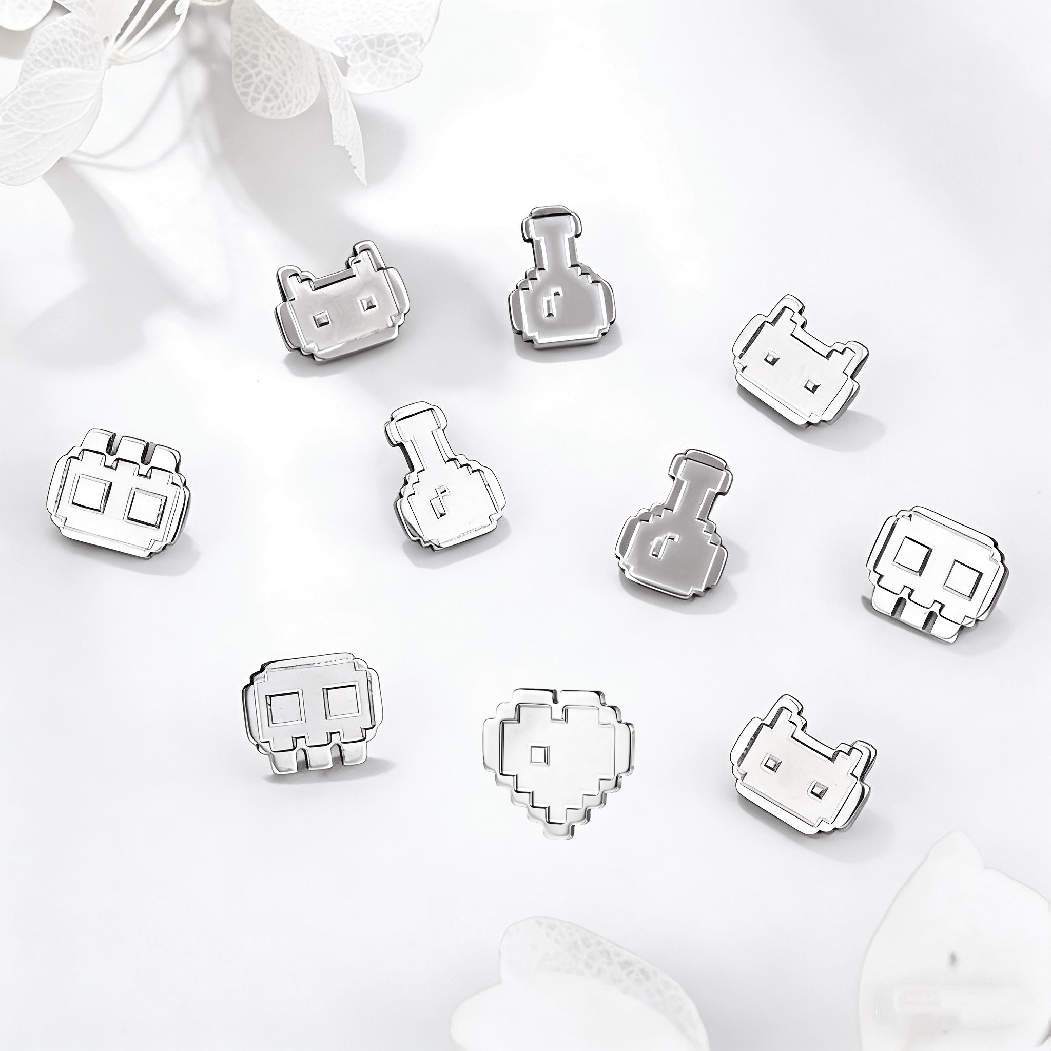 钛合金耳饰 钛合金耳饰 「像素卡通」钛合金耳钉耳骨钉舌钉（S22）