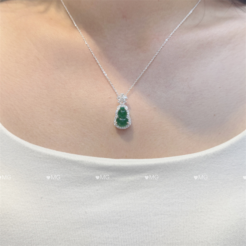 通体  999足银同款  H328冰透葫芦雪花项链