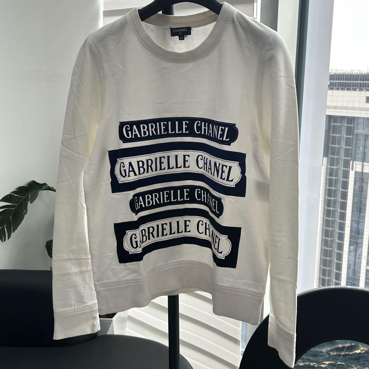 99新 Chanel/香奈儿 植绒字母logo长袖上衣 尺码38