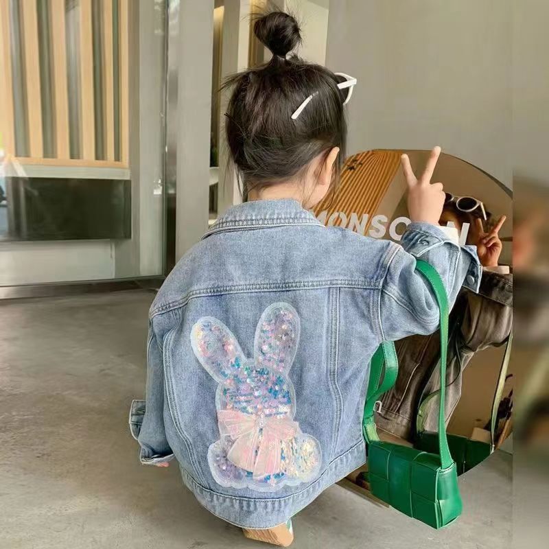 飞天小小猪春季春款上衣春秋女童软牛仔洋气韩版网红时尚百搭时髦