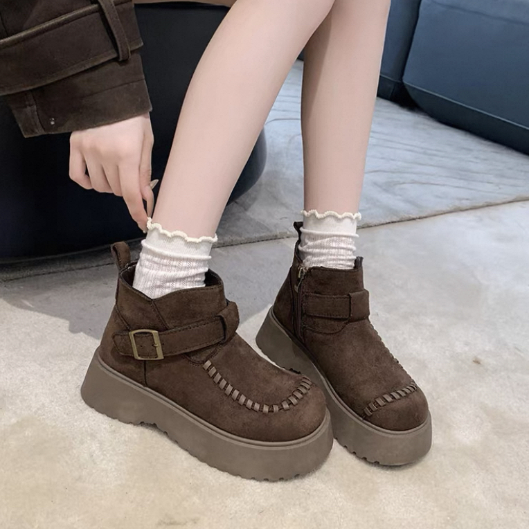 银弟～～厚底加绒时尚百搭马丁靴