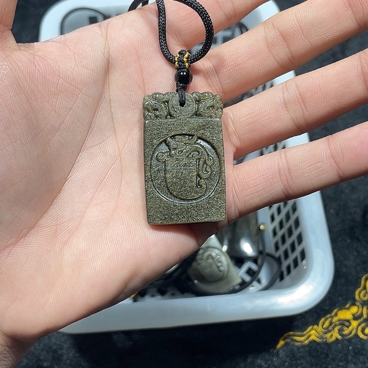 黑曜岩合金颈饰金曜石无事牌