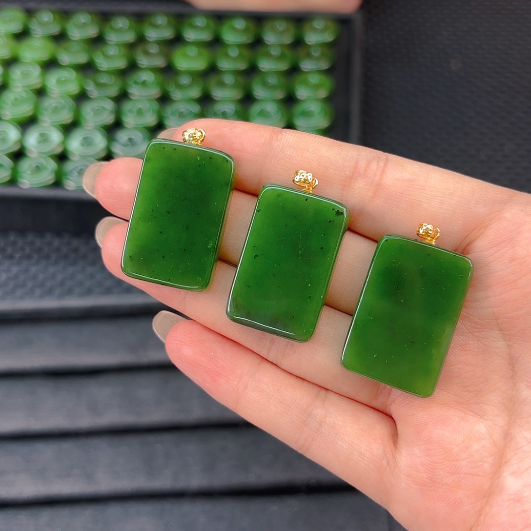 颈饰银S925镶嵌和田玉碧玉无事牌卡30 20 发其一