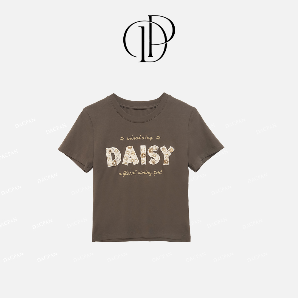 DACPAN-“向阳花开”小众刺绣字母短袖上衣   2025/盼·PP 253