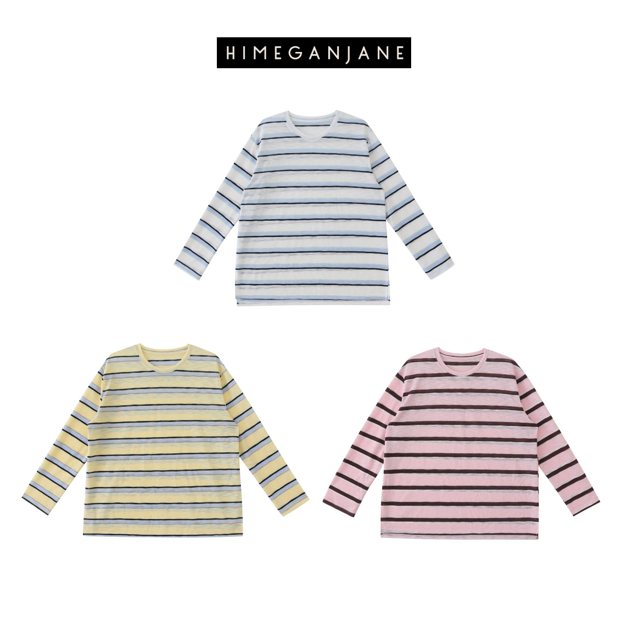 HIMEGANJANE “冰薄荷” 进口竹节肌理感夏日凉爽透气条纹罩衫81315