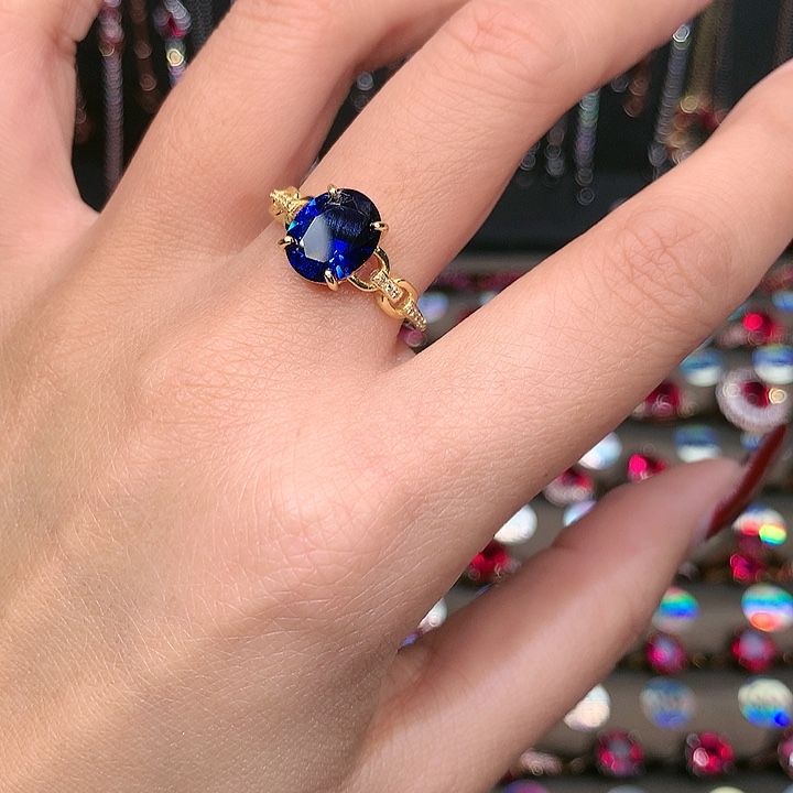 蓝宝石戒指银S925镶嵌810