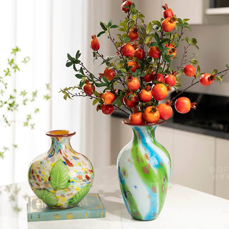 bofan/柏梵新古典轻奢琉璃花瓶奇幻渐变客厅桌面摆件样板间装饰