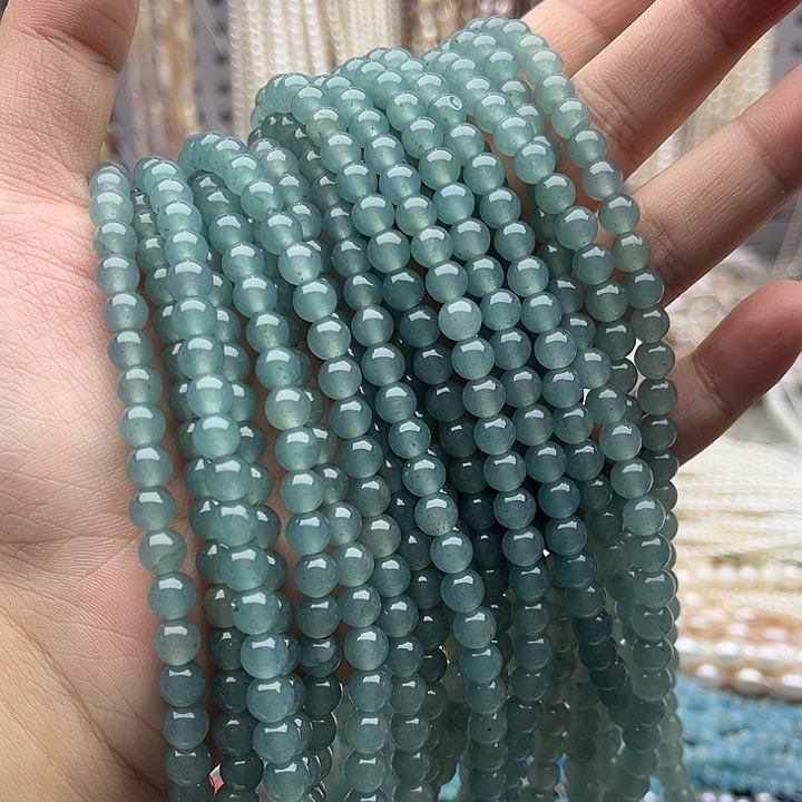 未镶嵌玛瑙/玉髓珠宝半成品2条6mm左右蓝水玉髓