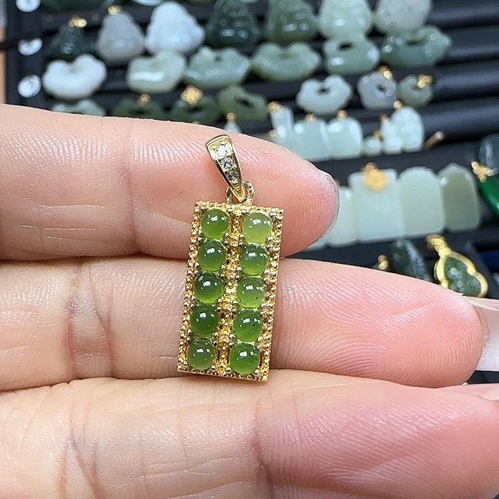 和田玉吊坠(不含链)银S925镶嵌