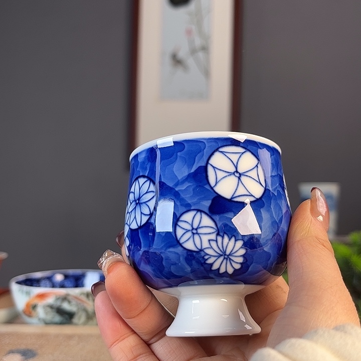 摆件景德柴烧茶杯多人