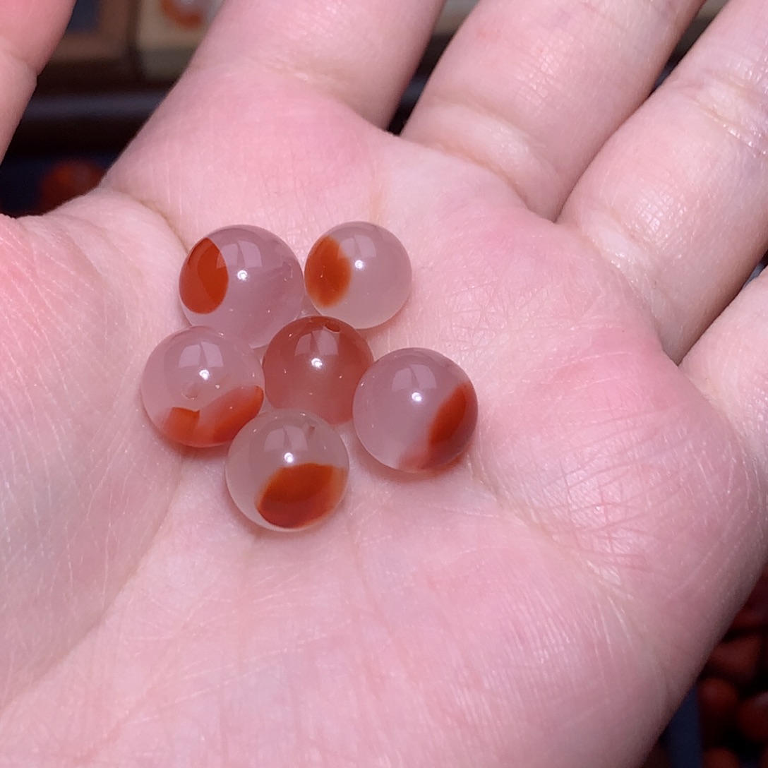 *****南红玛瑙未镶嵌珠宝半成品鸿运当头单珠组合