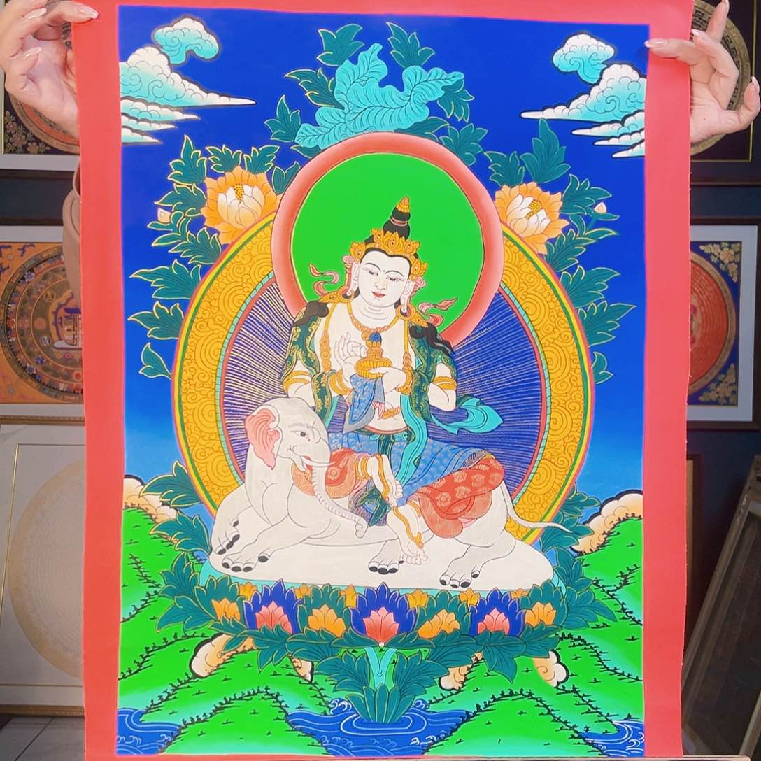 卷轴画手绘唐卡普贤