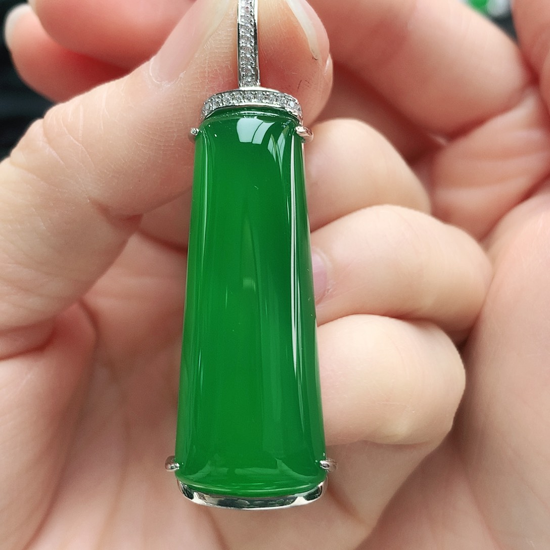 玛瑙/玉髓吊坠银S925镶嵌