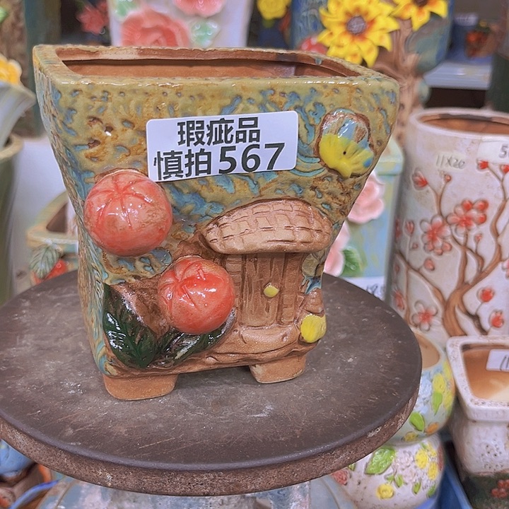 紫砂花盆粗陶材质多肉花盆567